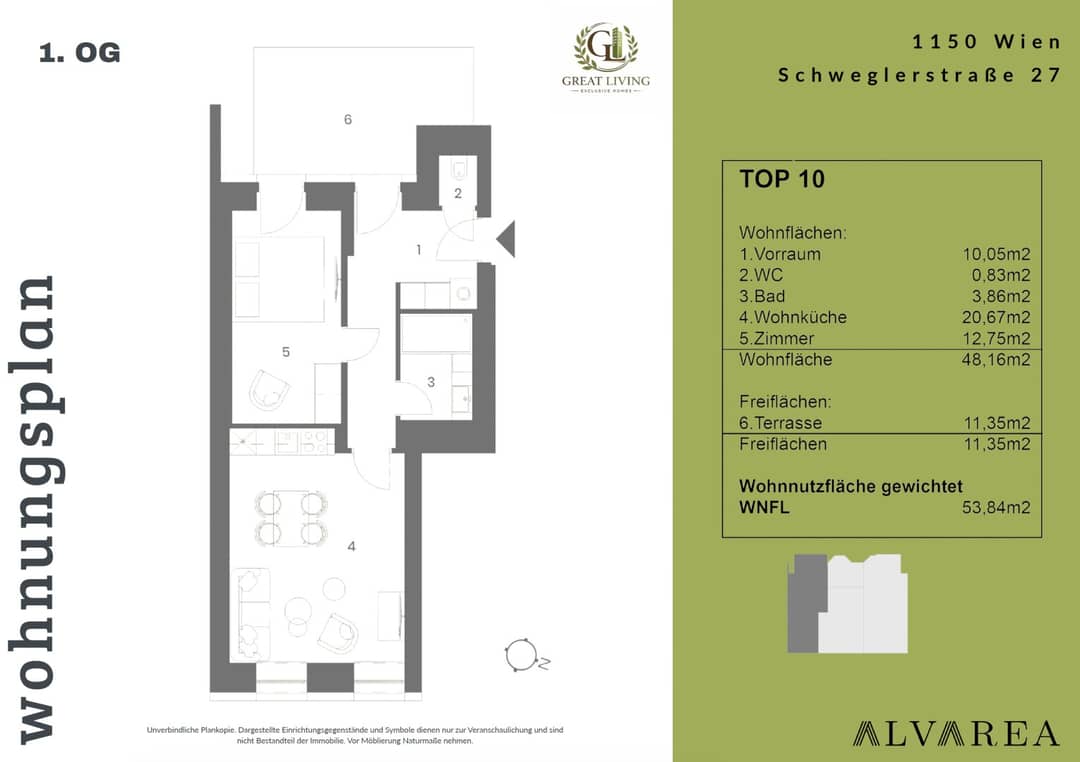 Apartment first occupancy with terrace near U3