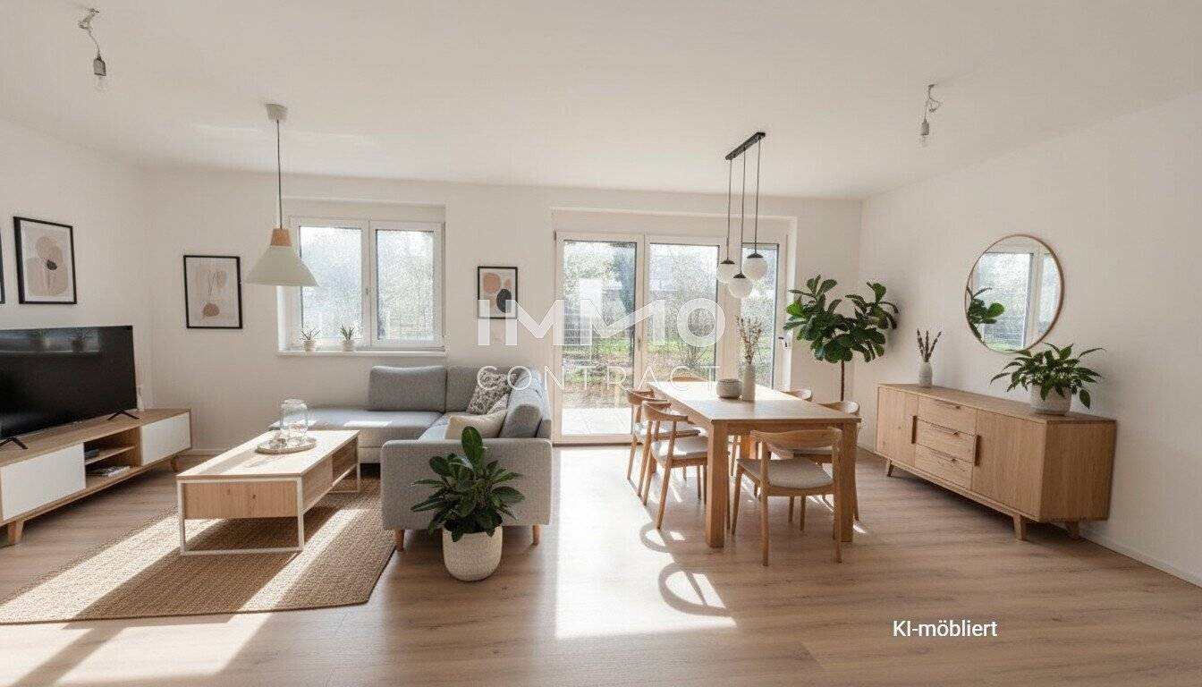 Wohnzimmer KI-möbliert
