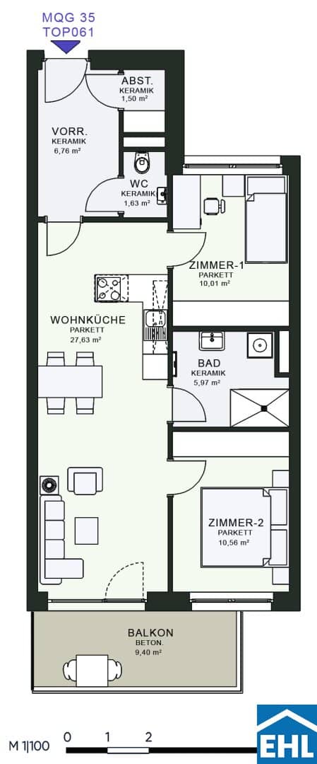 Neubau Wohnung Balkon Messequartier