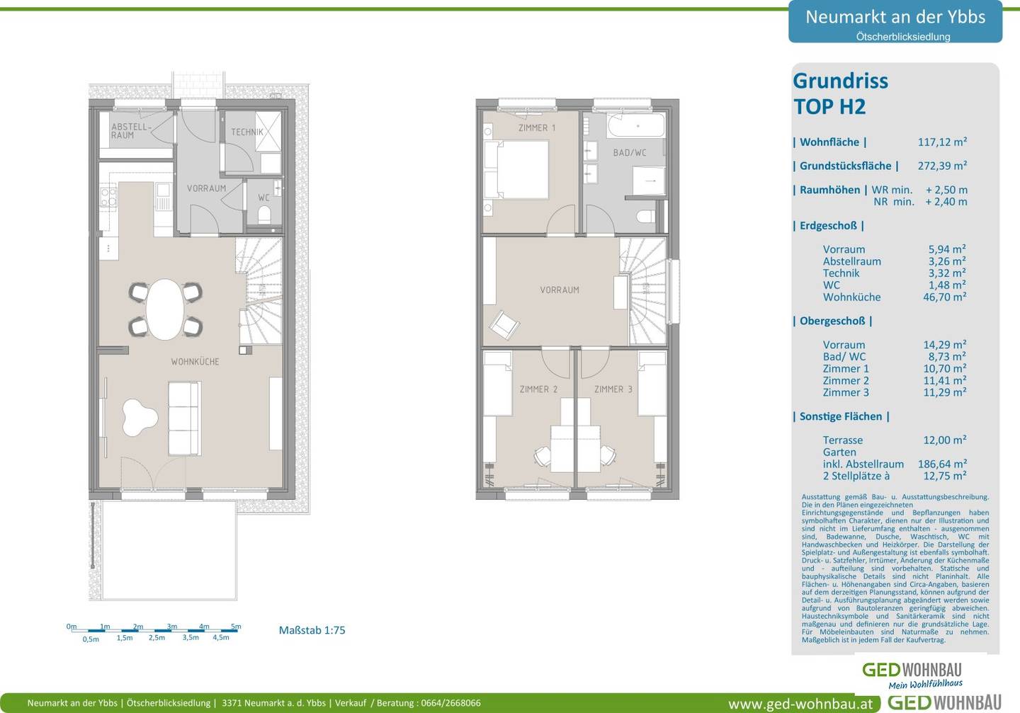 Semi-detached H2 in Neumarkt, 117m²
