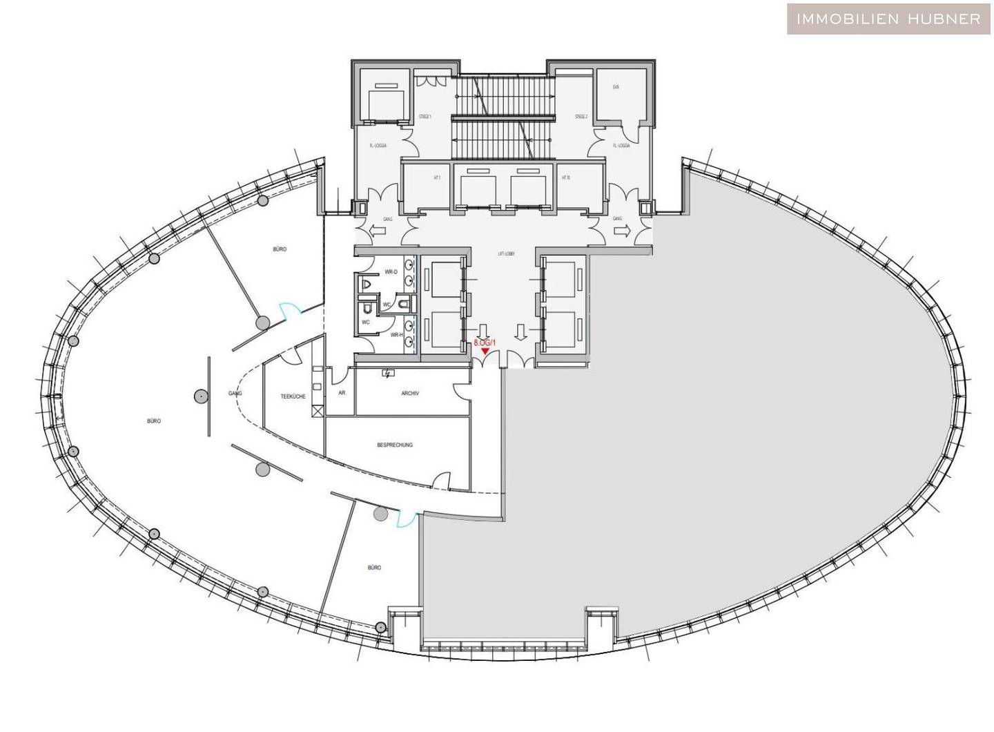 8.OG: Moderne Bürofläche im ANDROMEDA -TOWER in direkte U1 Nähe