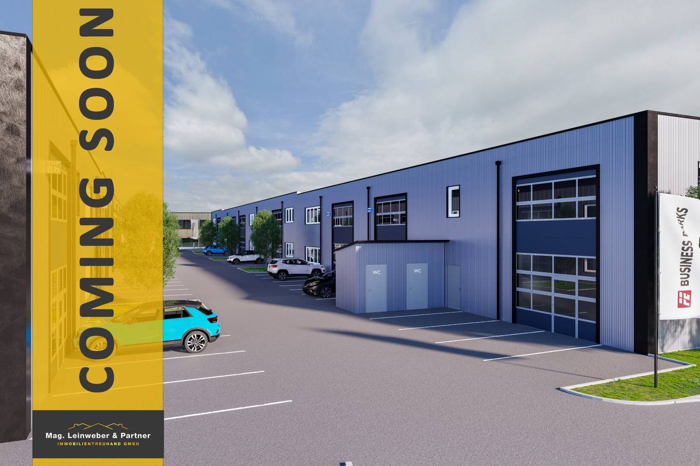 COMING SOON! Industrial, production or warehouse halls with areas of 58 to 215 m² for sale / rent for start-ups and commercial enterprises in Perg business park