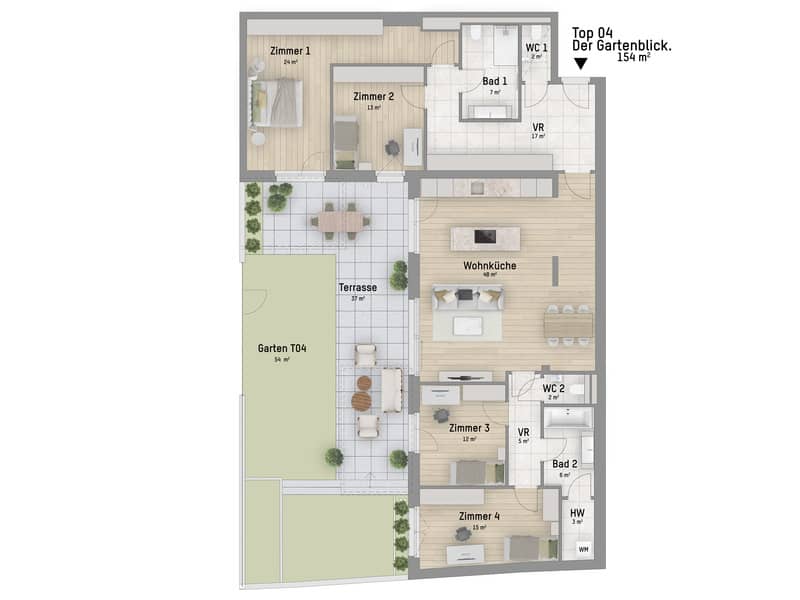 Apartment garden access new build no commission