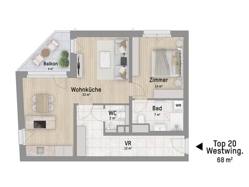 Apartment new build terrace near the Danube