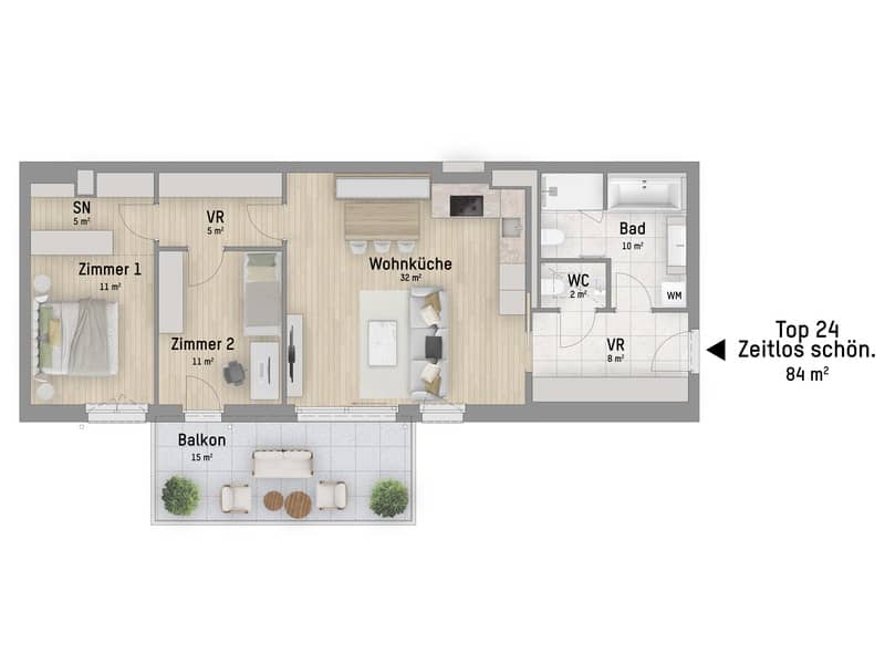 New build apartment terrace near Donau Zentrum