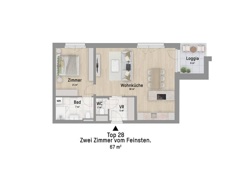 Wohnung nahe Donau Zentrum Loggia Erstbezug