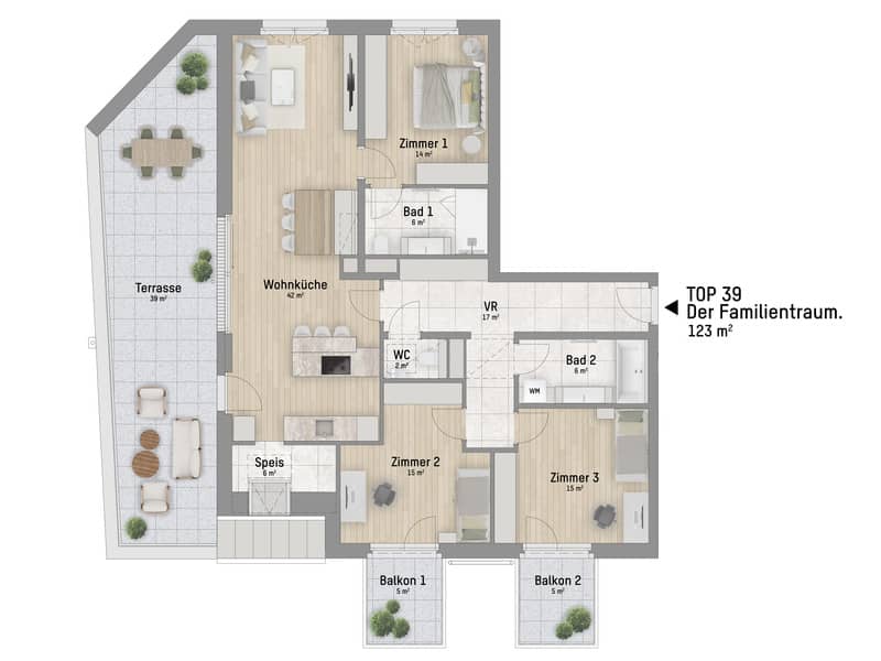 Apartment with Master Bedroom and Terrace