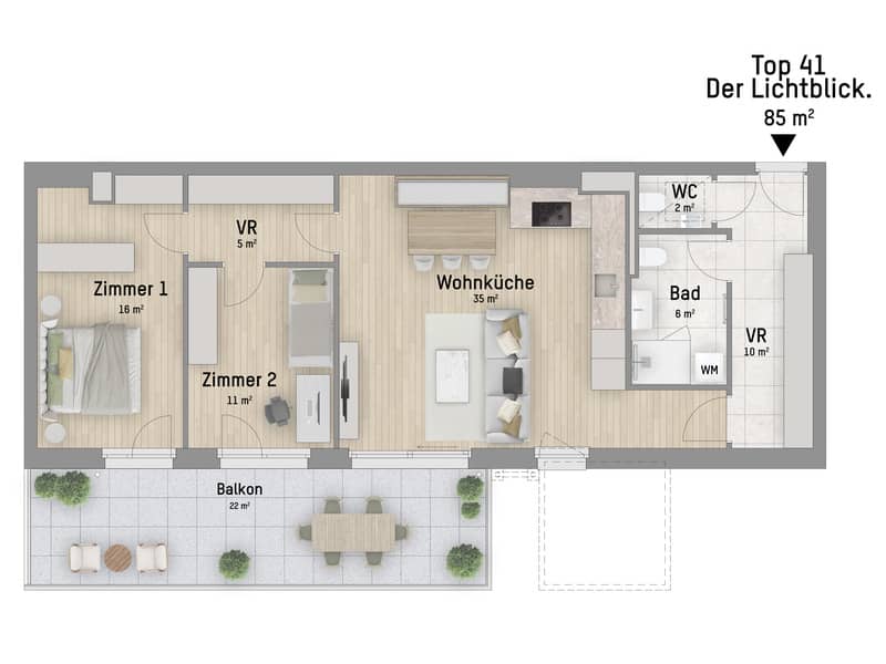 Apartment near Donau Zentrum U1 with terrace