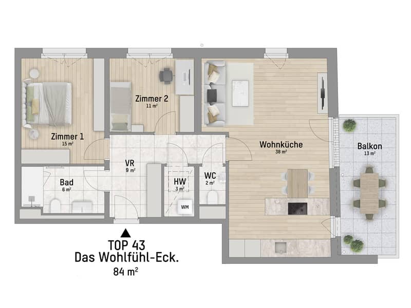 Apartment New build with terrace near the Danube