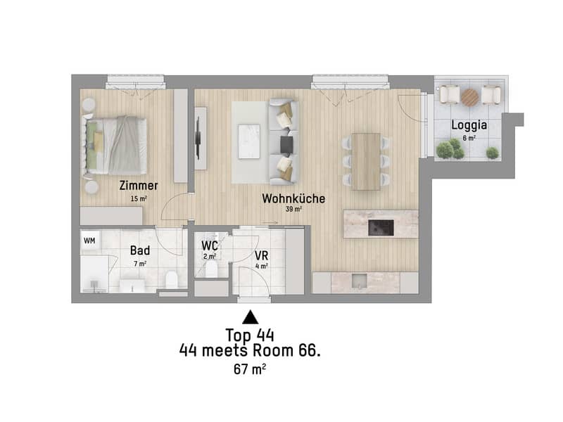 New build apartment near Donau Zentrum U1 Kagran with loggia