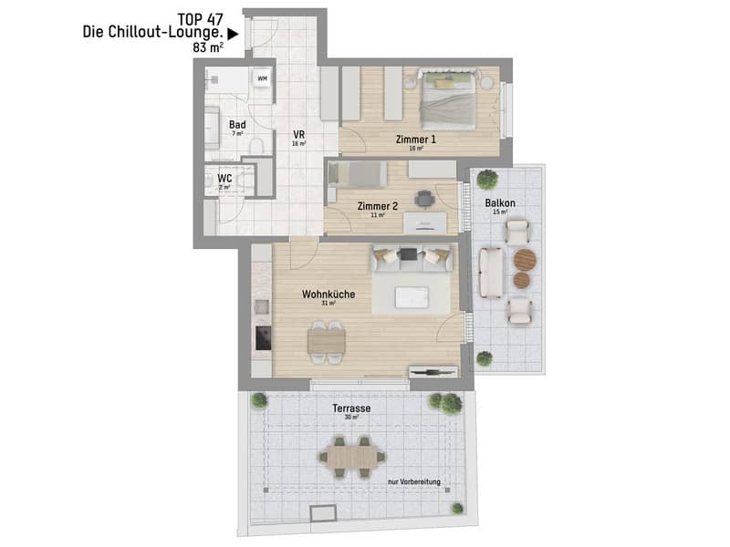 Neubau Wohnung Terrasse nahe Donau Zentrum U1