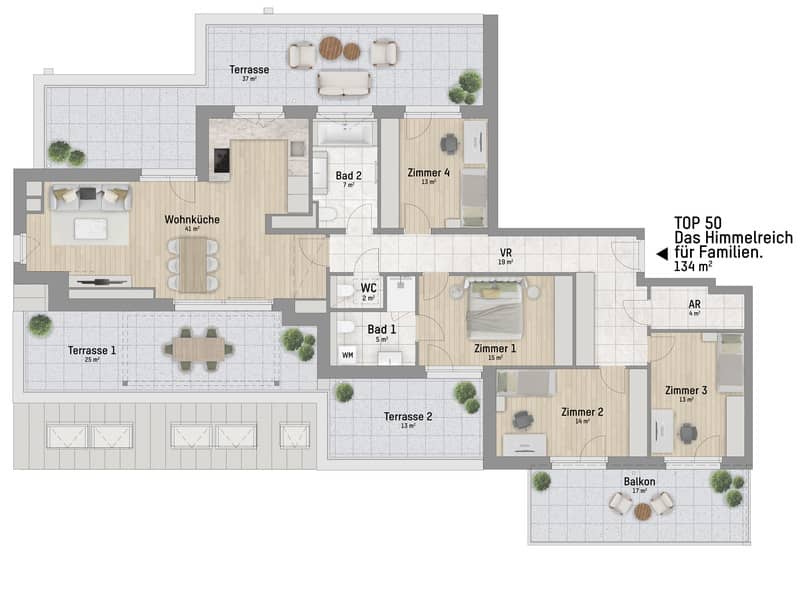 Apartment at Donau Zentrum terrace commission free