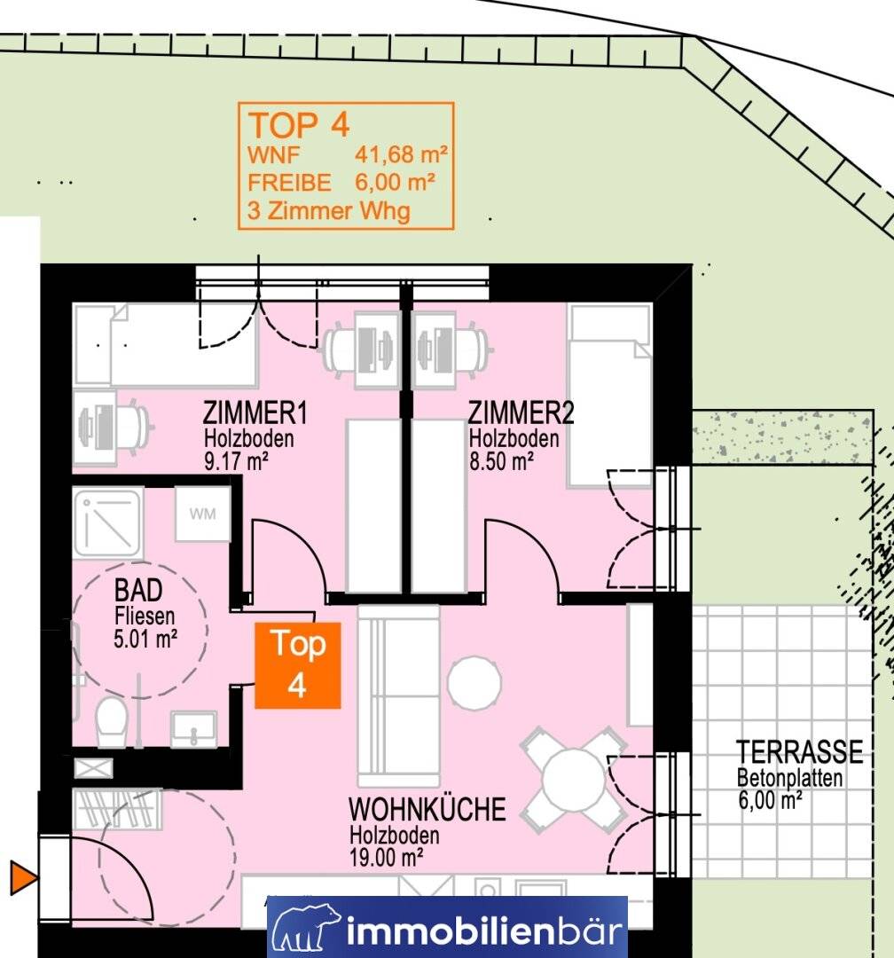 Ground floor apartment new build with terrace near Pulvermühlpark