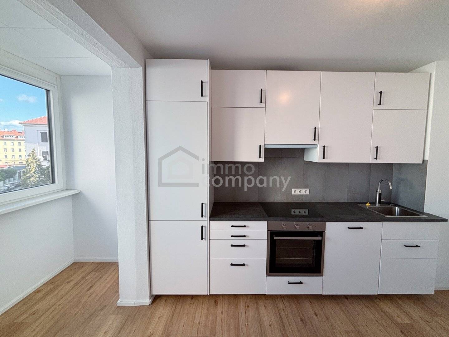 Apartment with bright living kitchen and balcony