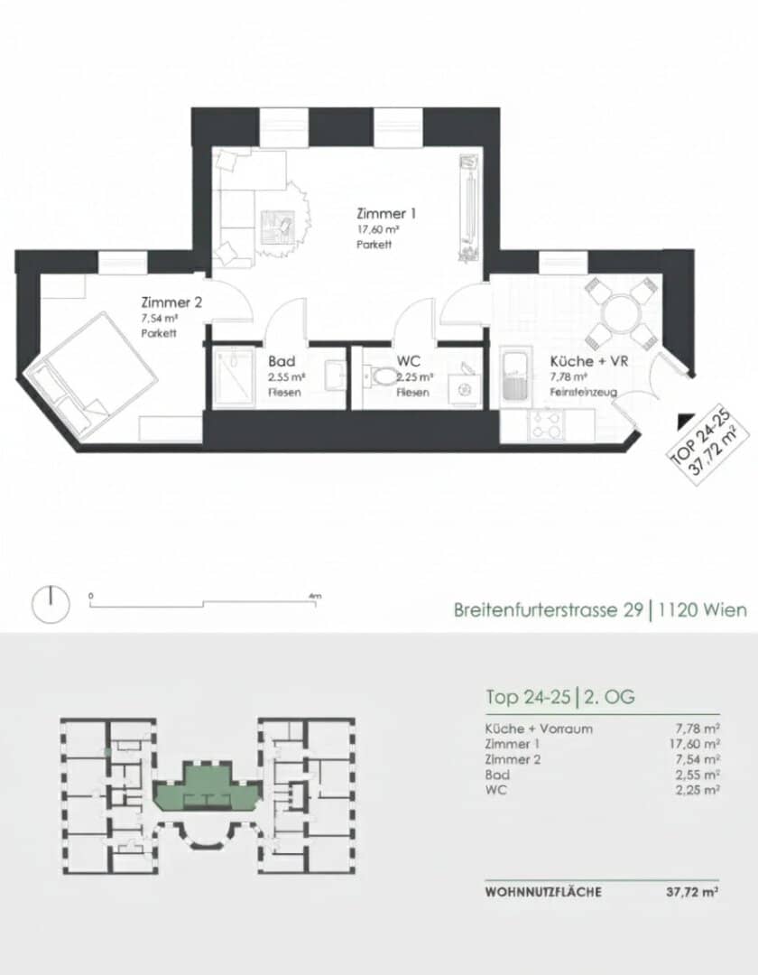 Apartment in historic building with lift