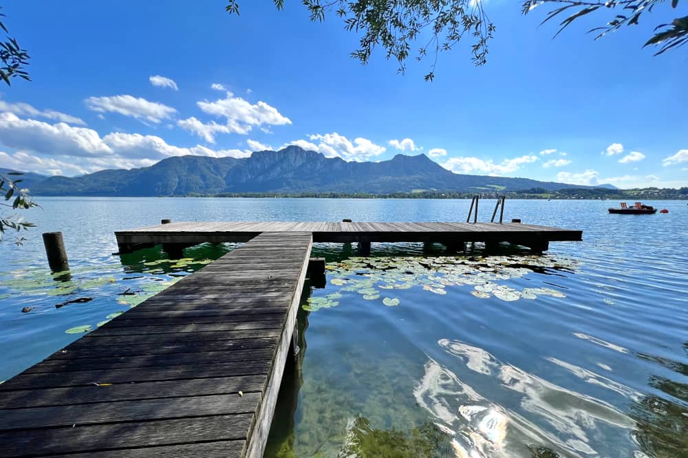 Wohnung Mondsee Panoramablick und Steganlage