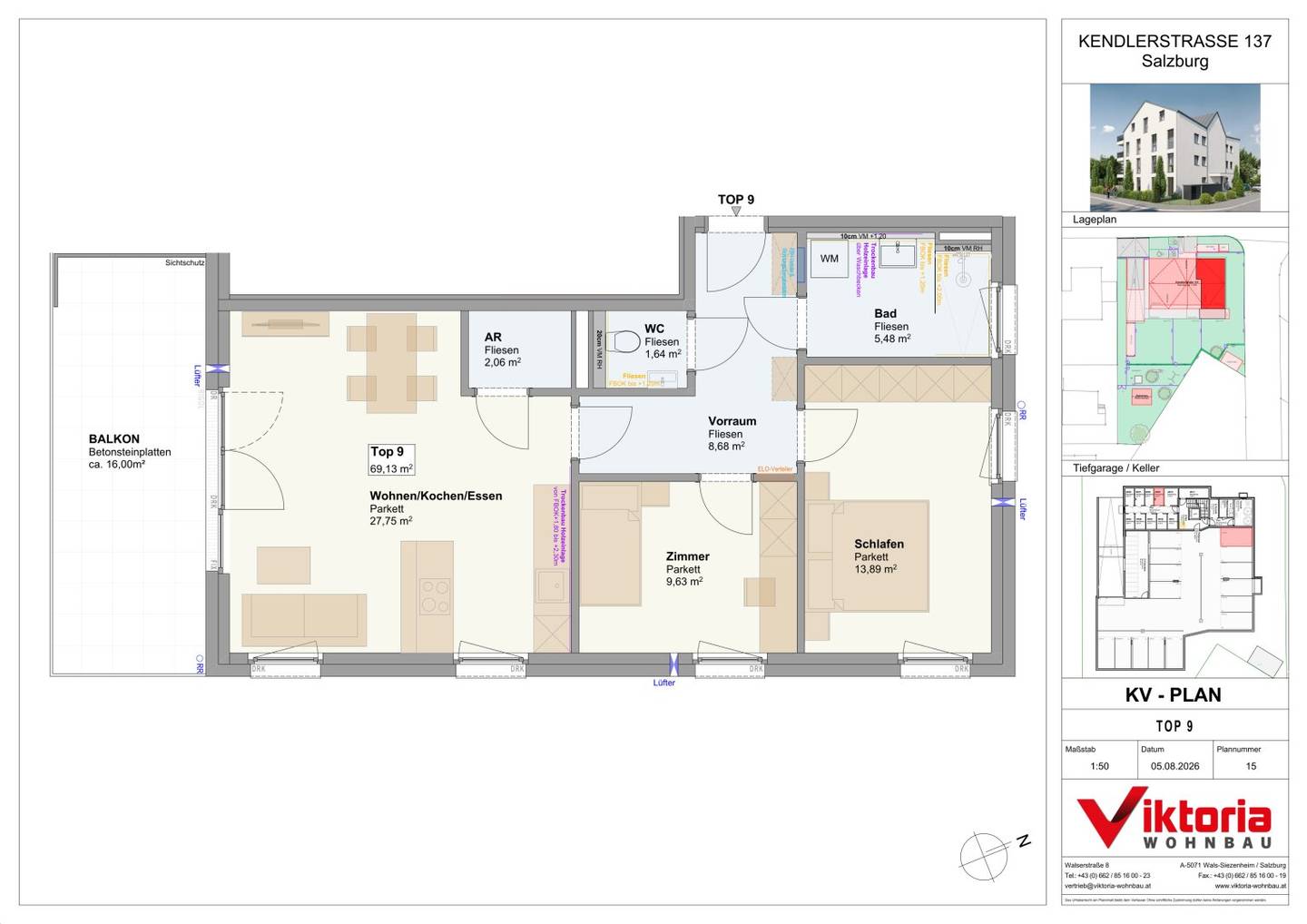 New 3 room apartment with balcony in Salzburg/Maxglan