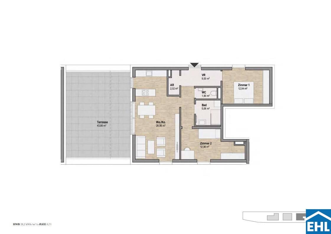 Apartment with terrace and underground parking