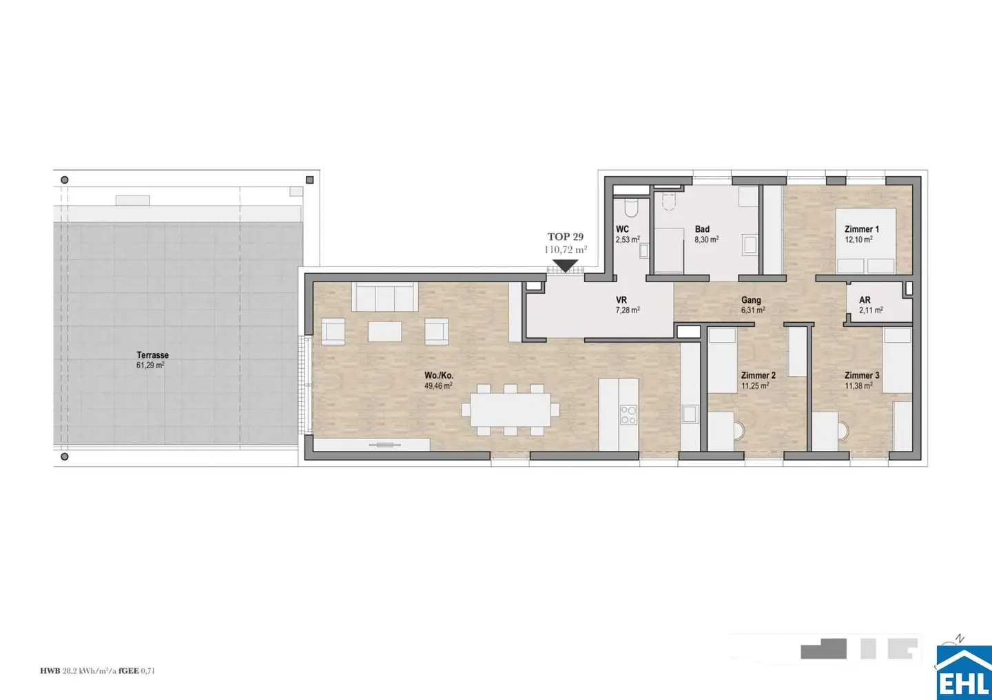 Apartment with terrace and underground parking