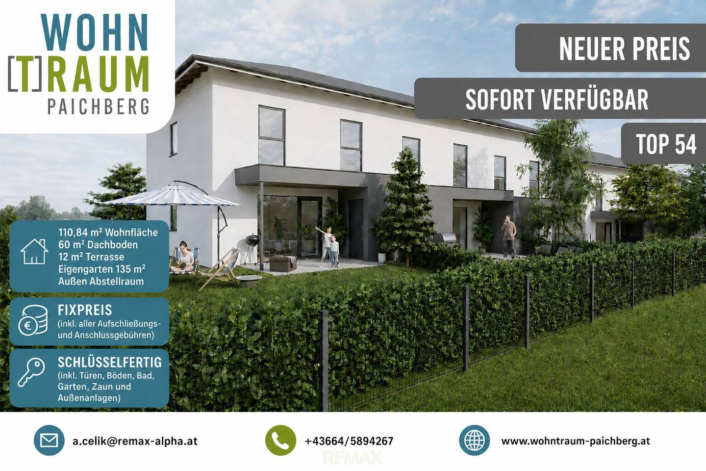SOFORT VERFÜGBAR! NEUER PREIS I SCHLÜSSELFERTIG - GEFÖRDERTES Doppelhaus I Top 54 I WOHNTRAUM PAICHBERG