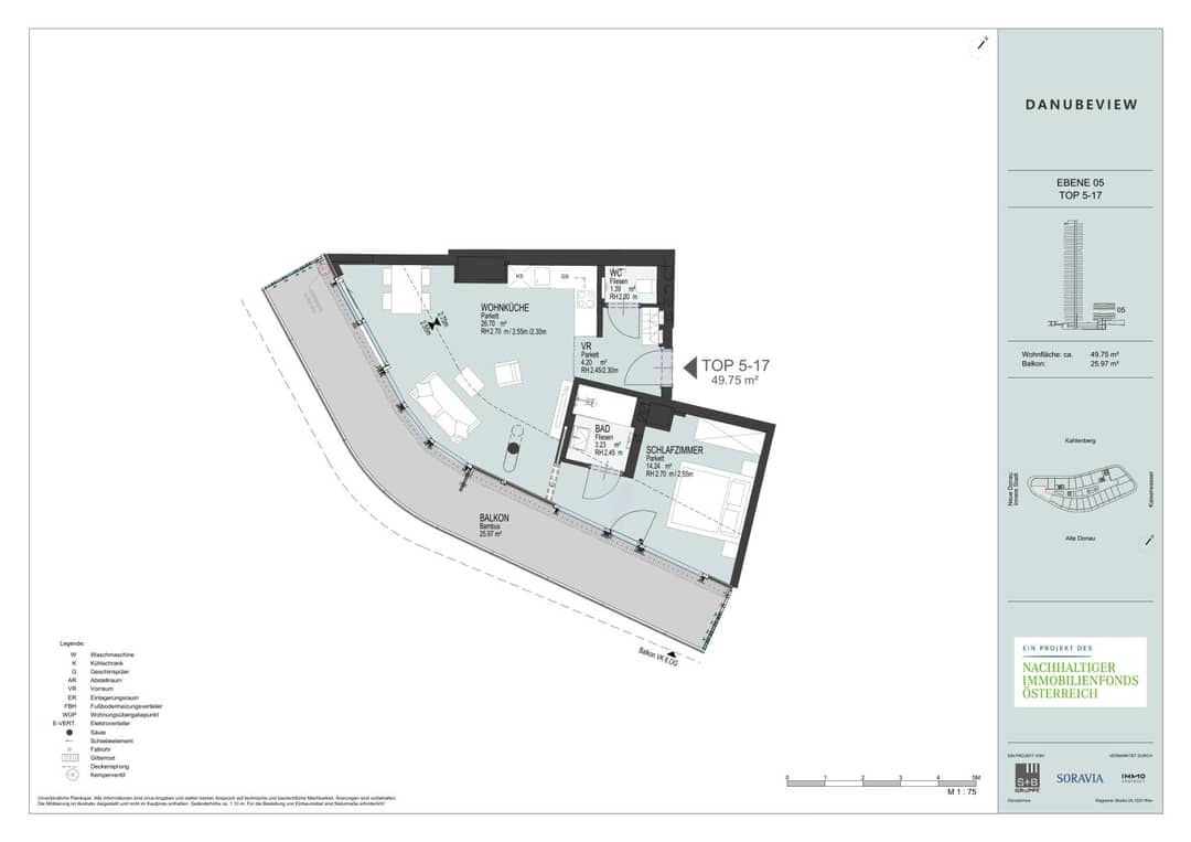 DANUBEVIEW: 2-Zi.-Wohnung 49m²