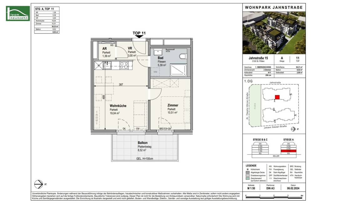 Wohnung new build balcony underfloor heating