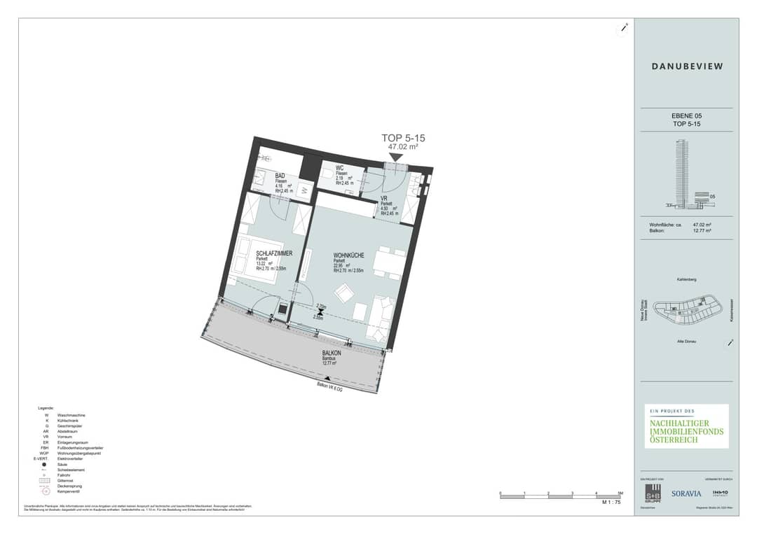DANUBEVIEW: 2-Zi.-Wohnung 47m²