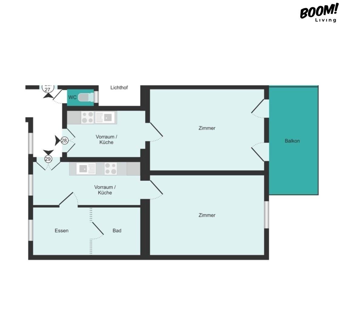 Altbauwohnung mit Hofblick und Balkon