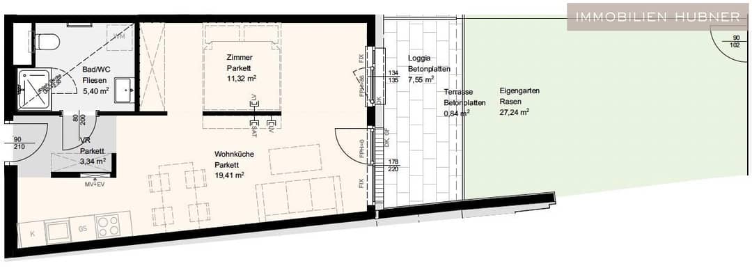 Stockerau: 39m² Garden Apartment