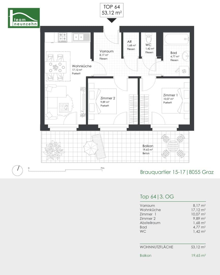 Wohnung mit Balkon Moderne Küche provisionsfrei