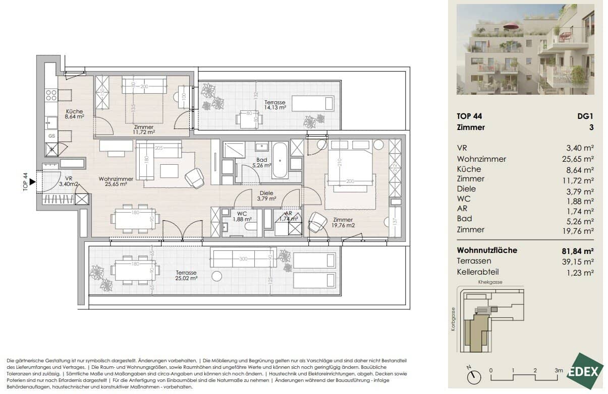 New build apartment two terraces near Liesingbach