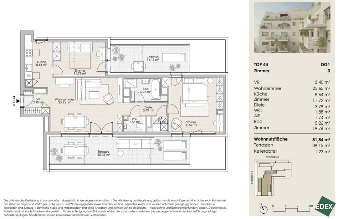 New build apartment two terraces near Liesingbach