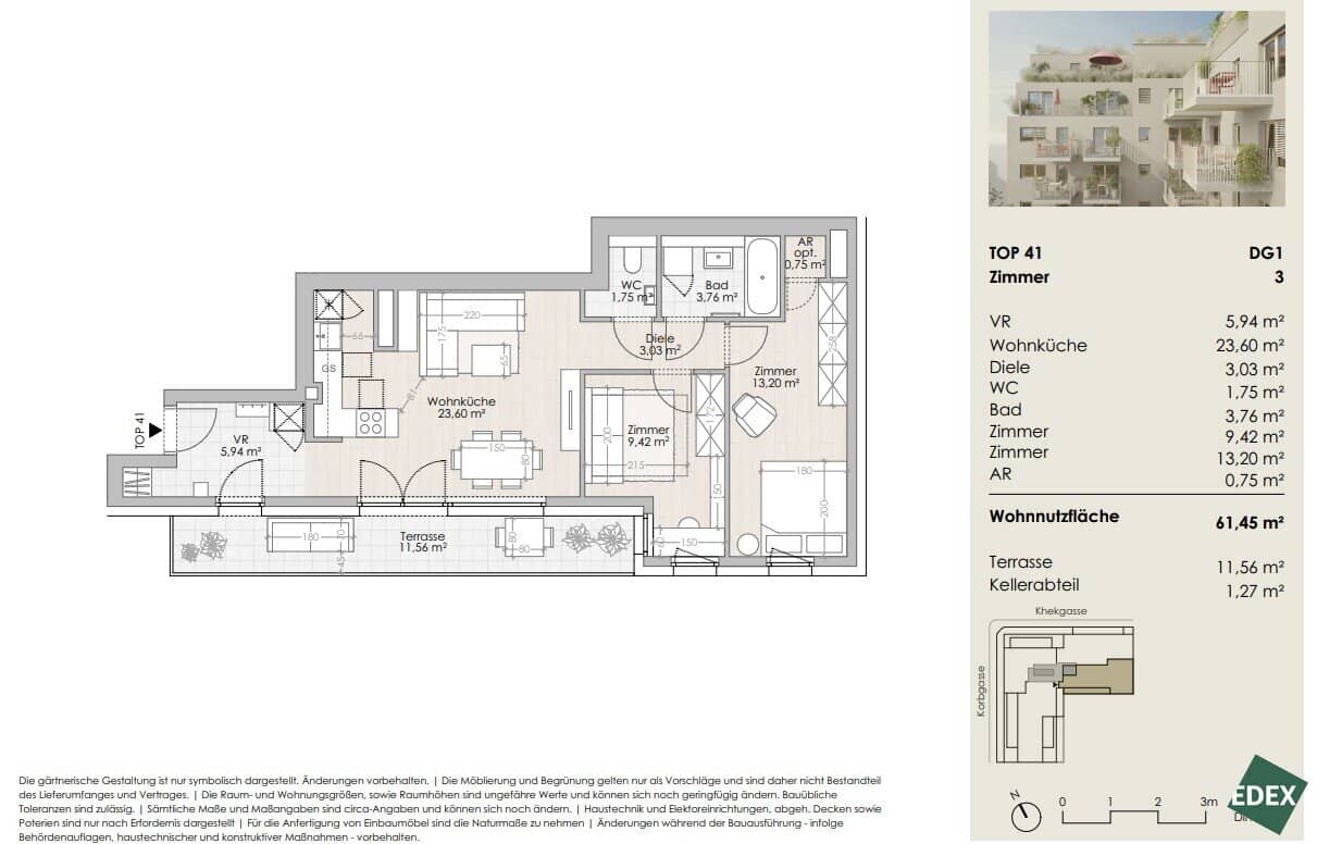 UMS ECK 51 – Charming 3-room Apartment with Terrace