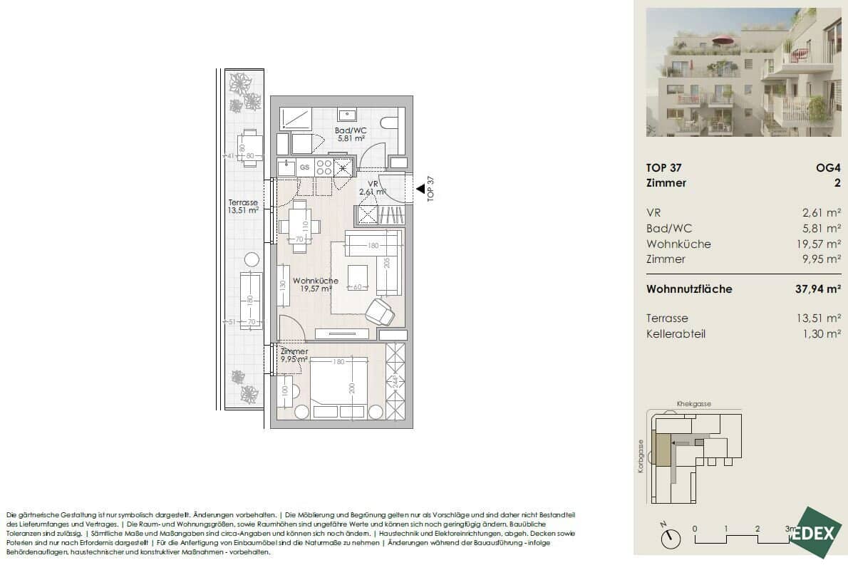 UMS ECK 51 – Optimal 2-room apartment with balcony