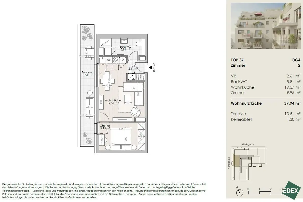 UMS ECK 51 – Optimale 2-Zimmer-Wohnung mit Balkon