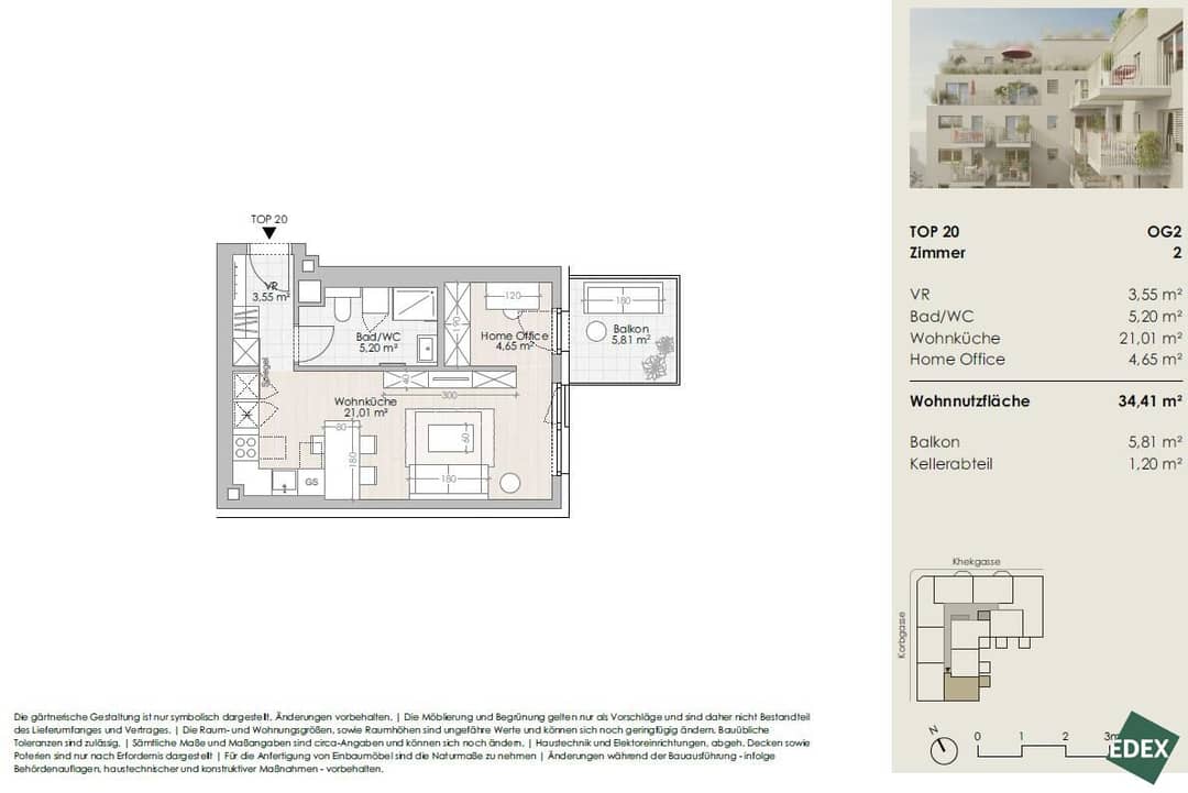 UMS ECK 51 – 1,5 Zimmer-Wohnung mit Balkon