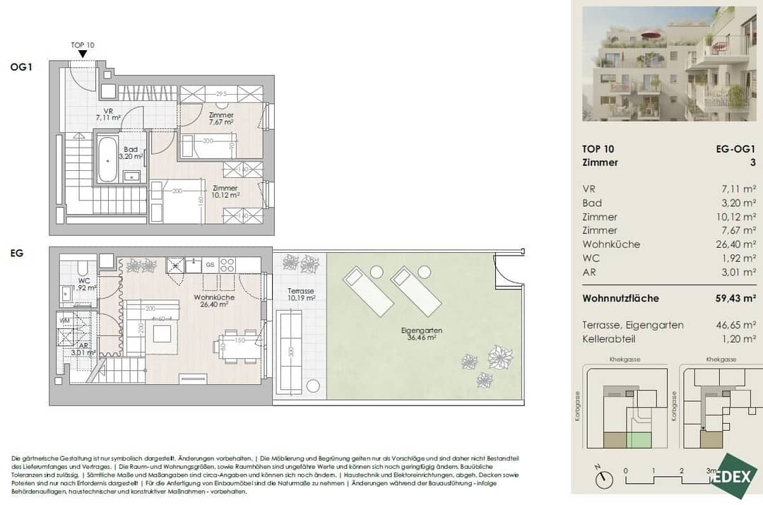 Sonnige 3-Zimmer-Maisonette mit Garten