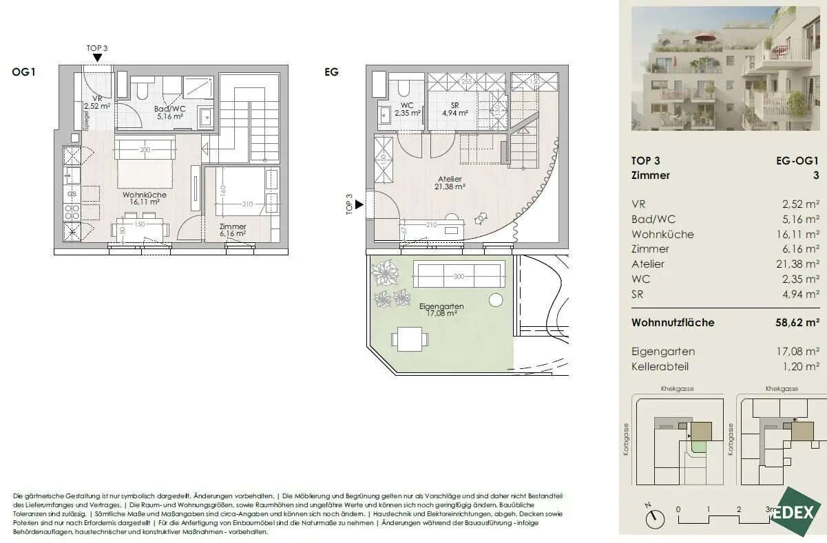 Maisonettewohnung mit Atelier und Garten