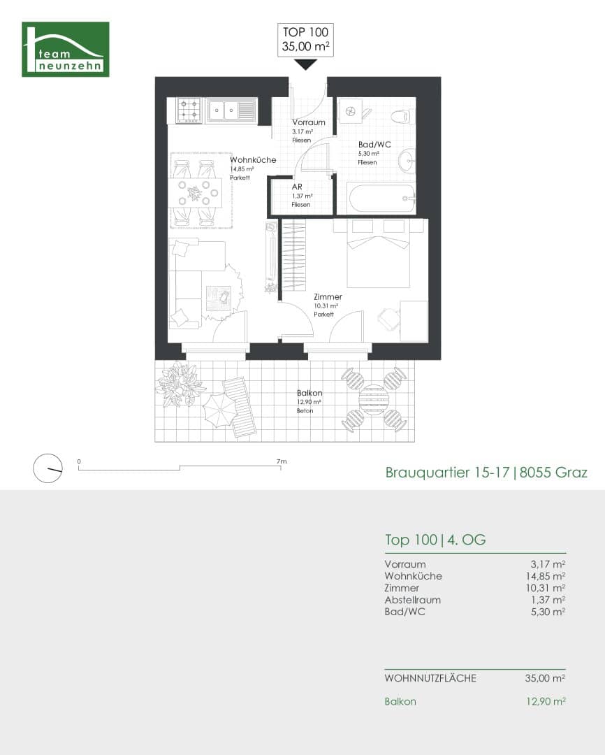 2 Zimmer Wohnung mit Balkon und Einbauküche