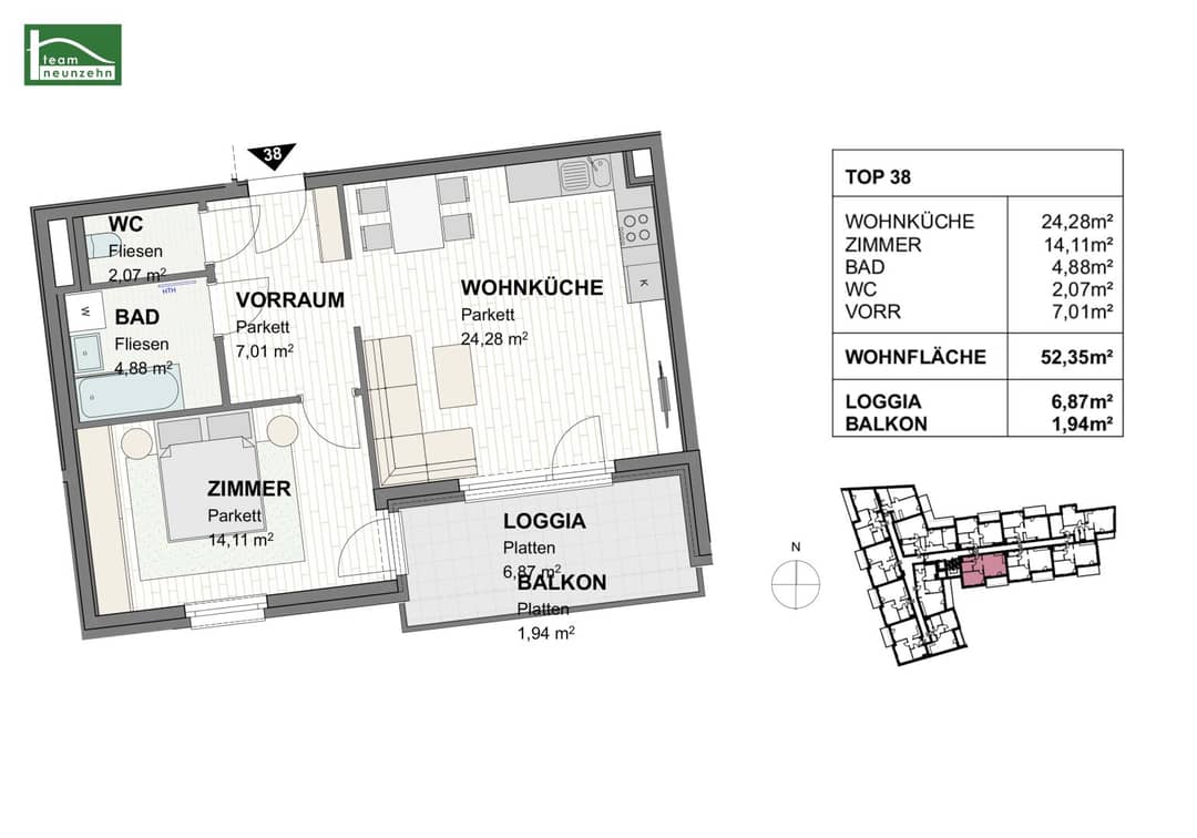 Karmeliterhof - Hochwertige 2-Zimmer-Wohnung im Herzen der Landeshauptstadt!