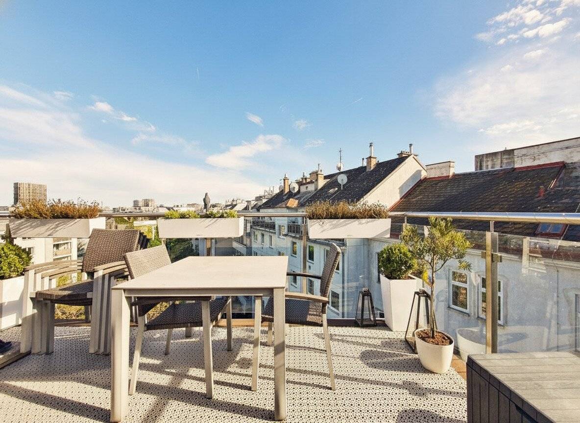 Top floor apartment with two terraces and view