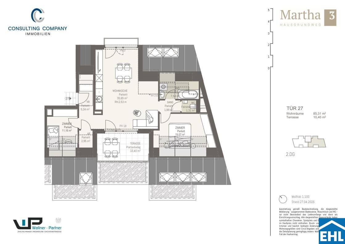 Apartment new build first occupancy terrace in Donaustadt near Stadlau subway
