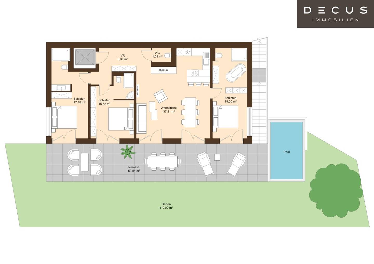 Wohnung mit unverbaubarem Seeblick und Pool