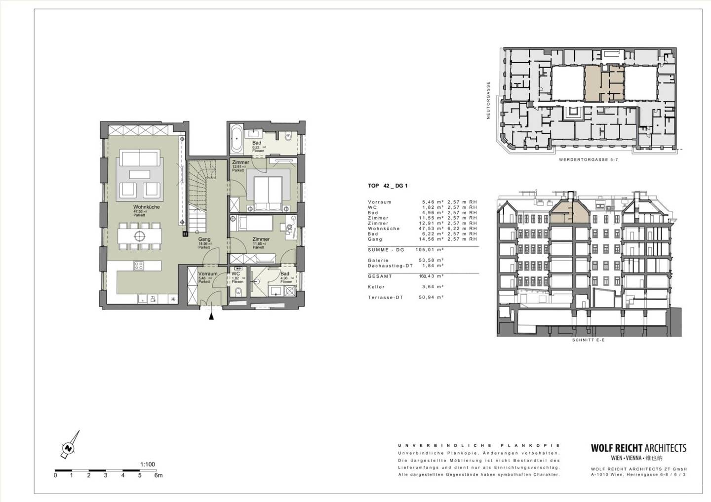 Penthouse with gallery and roof terrace