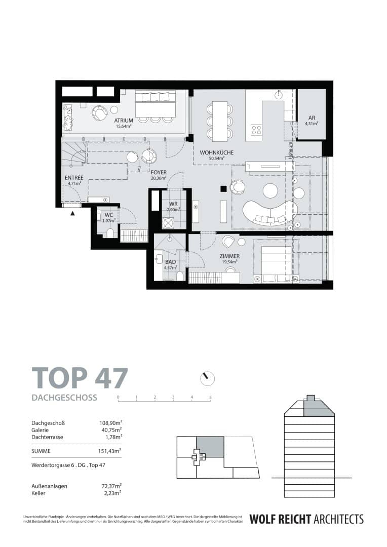 Luxuriöses Penthouse mit Dachterrasse und Blick zum Stephansdom