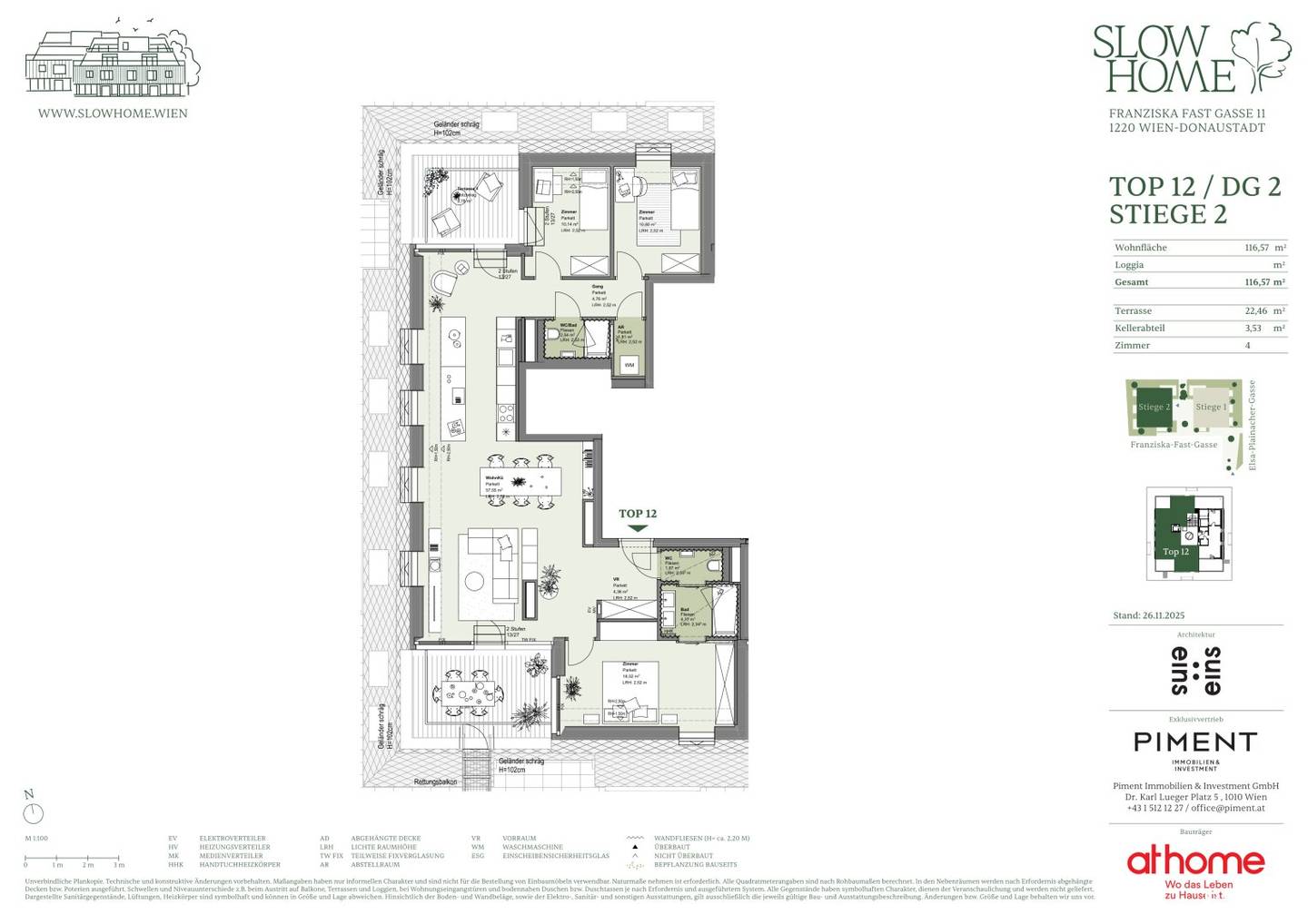 Top floor apartment newly built first occupancy terrace