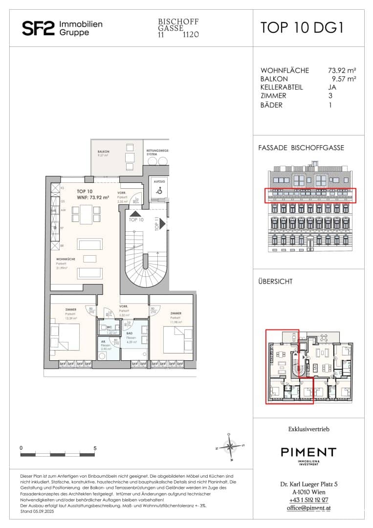 BISCHOFFGASSE 11 - Wohnung im Balkon im Dachgeschoss!