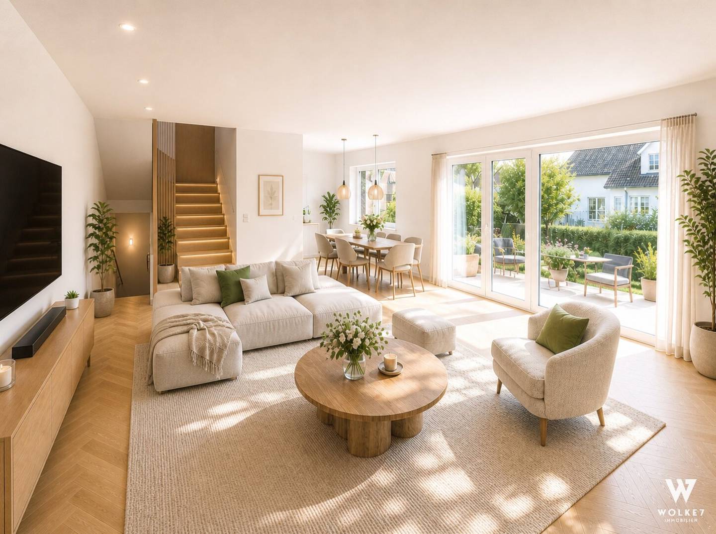 High-quality semi-detached house with about 210 m² of usable space, 5 rooms, basement and garden in a quiet location