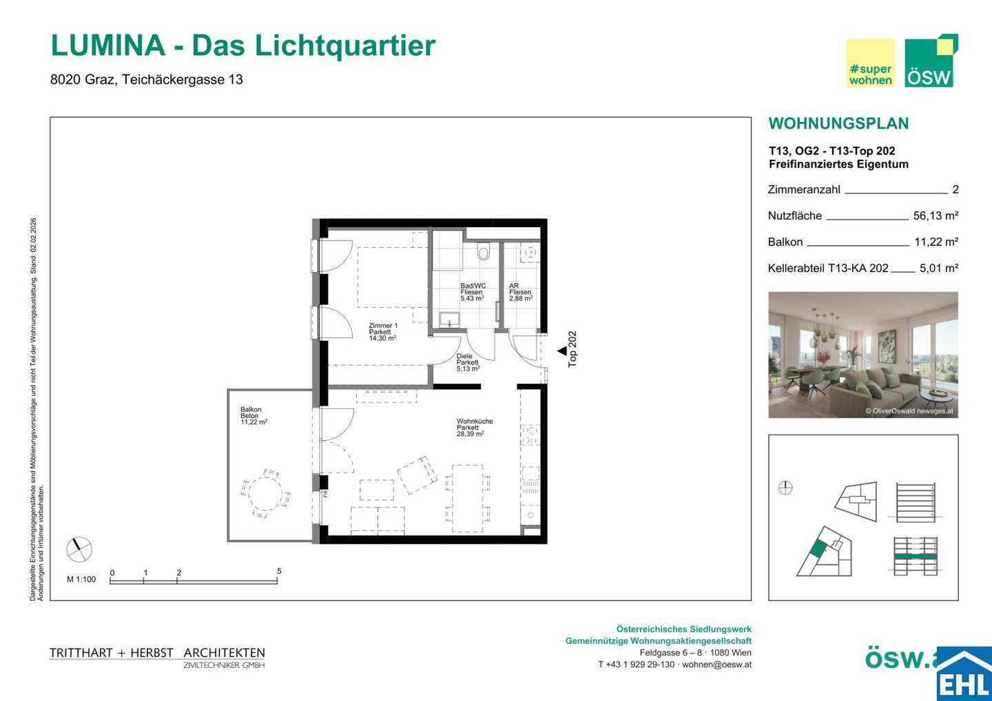 Bright apartment with balcony and generous space