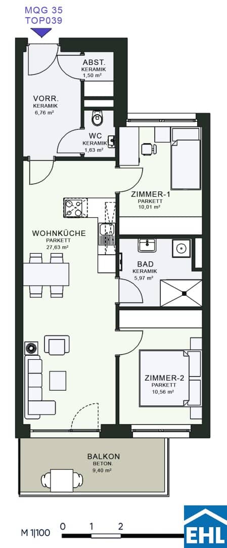 Neubau Erstbezug Wohnung Balkon am Messegelände